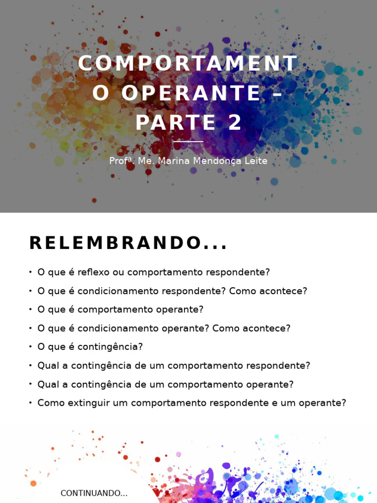 Aula+5+ +Comportamento+Operante+Parte+2 | PDF