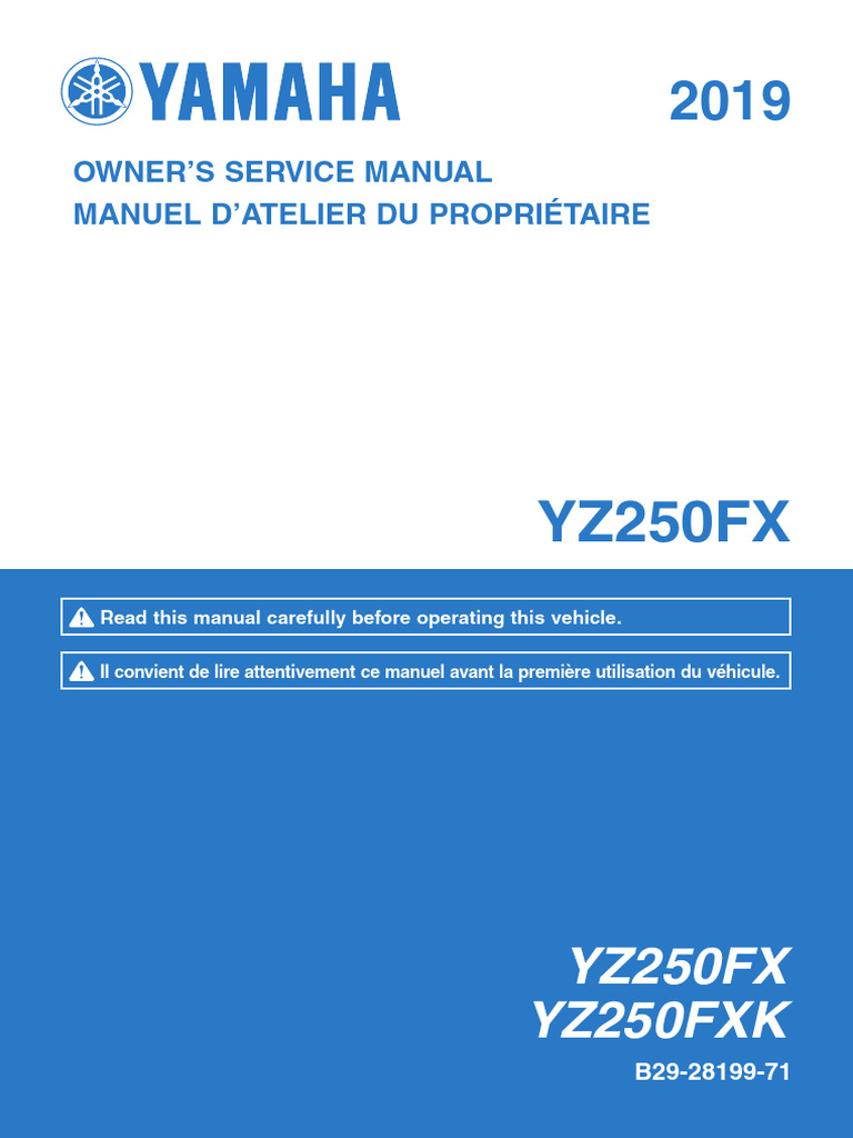 Yamaha Yz250fx 2019 Service Manual | PDF