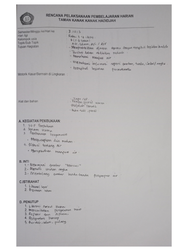 RPP PAUD 5 - 6 - 2024 | PDF