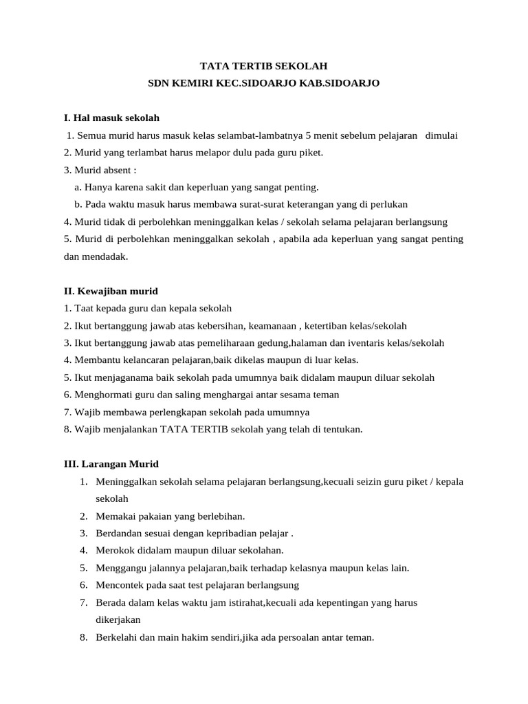 Tata Tertib Sekolah | PDF