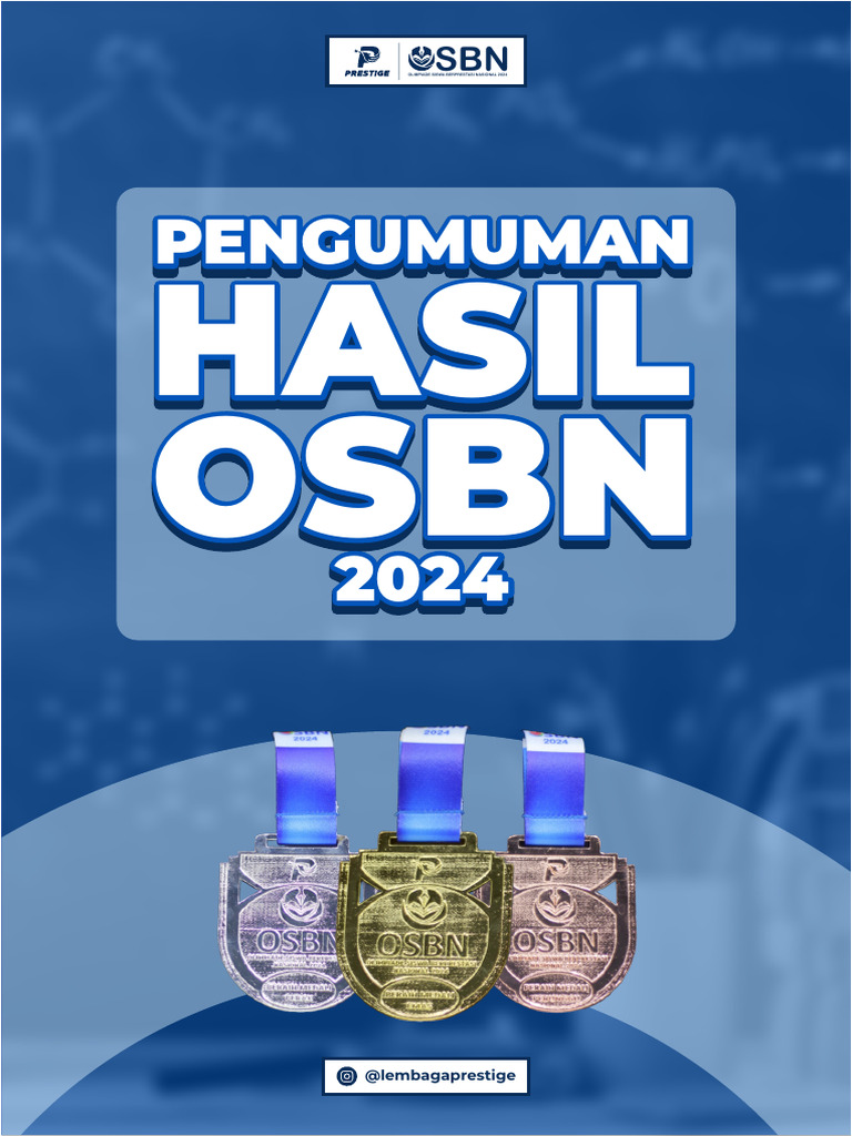 PENGUMUMAN HASIL Olimpiade Siswa Berprestasi Nasional (OSBN) 2024 | PDF