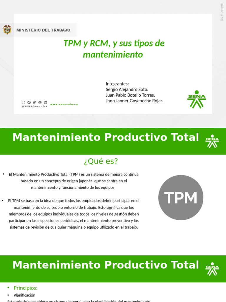 Tipos de Mantenimiento: TPM y RCM | PDF | Ingeniería de confiabilidad ...