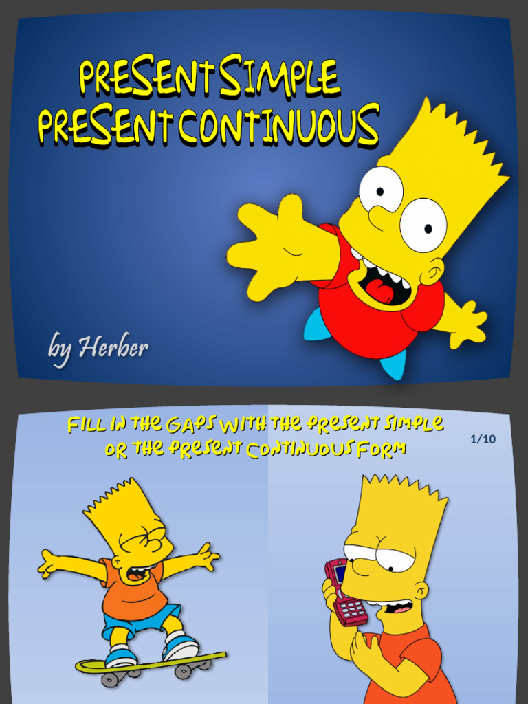Present-Simple-Present-Continuous The Simpson Exercise | PDF