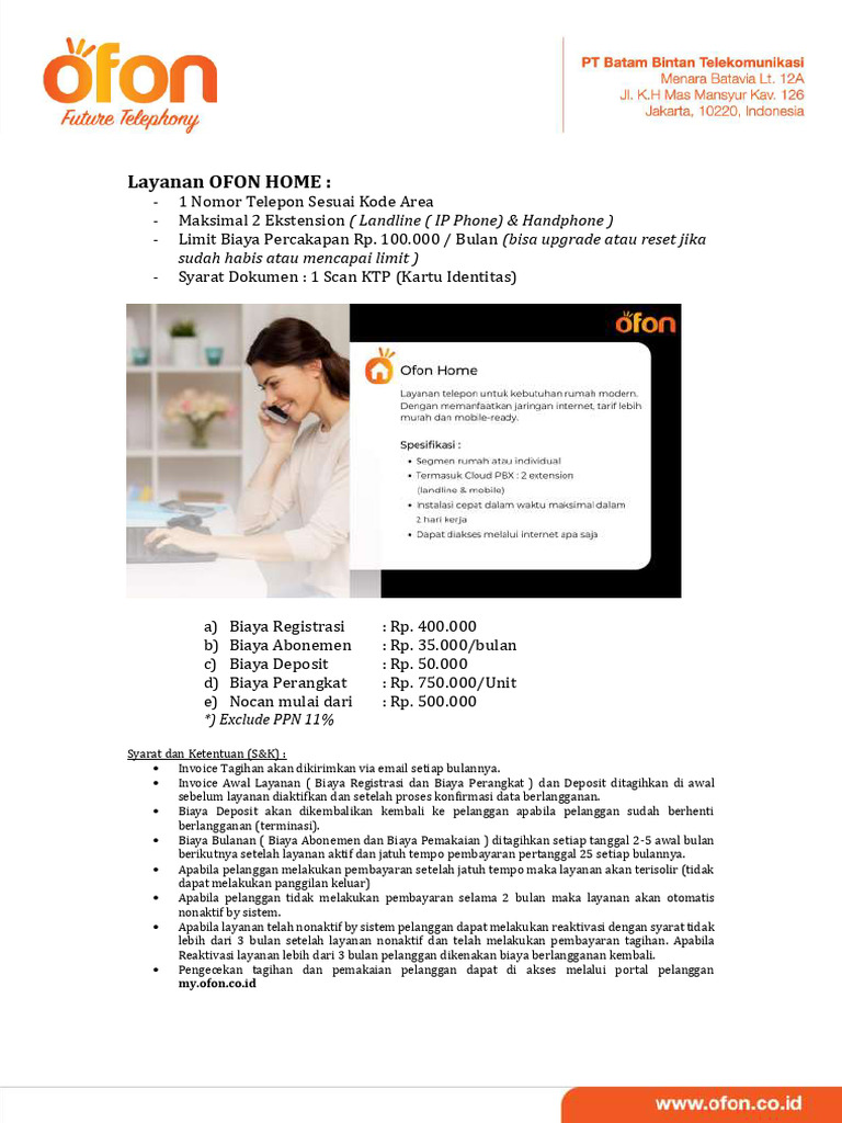 01 - Informasi Layanan Telepon OFON HOME - Rv1 | PDF