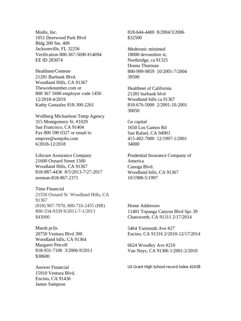 Employment and Address History Record | PDF | Business | Technology ...