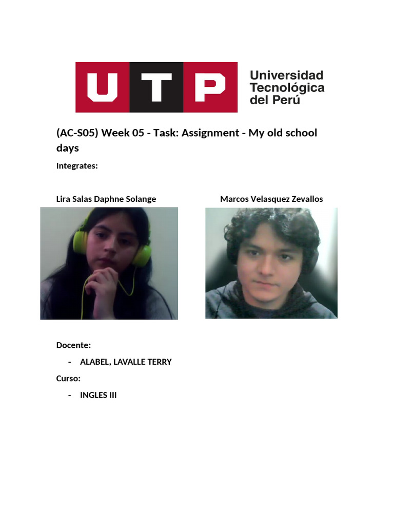 (AC-S05) Week 05 - Task Assignment - My Old School Days | PDF