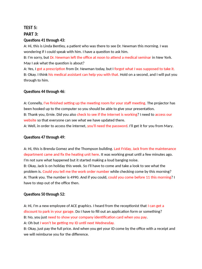 Test 5 - Part 3 + 4. Key | PDF