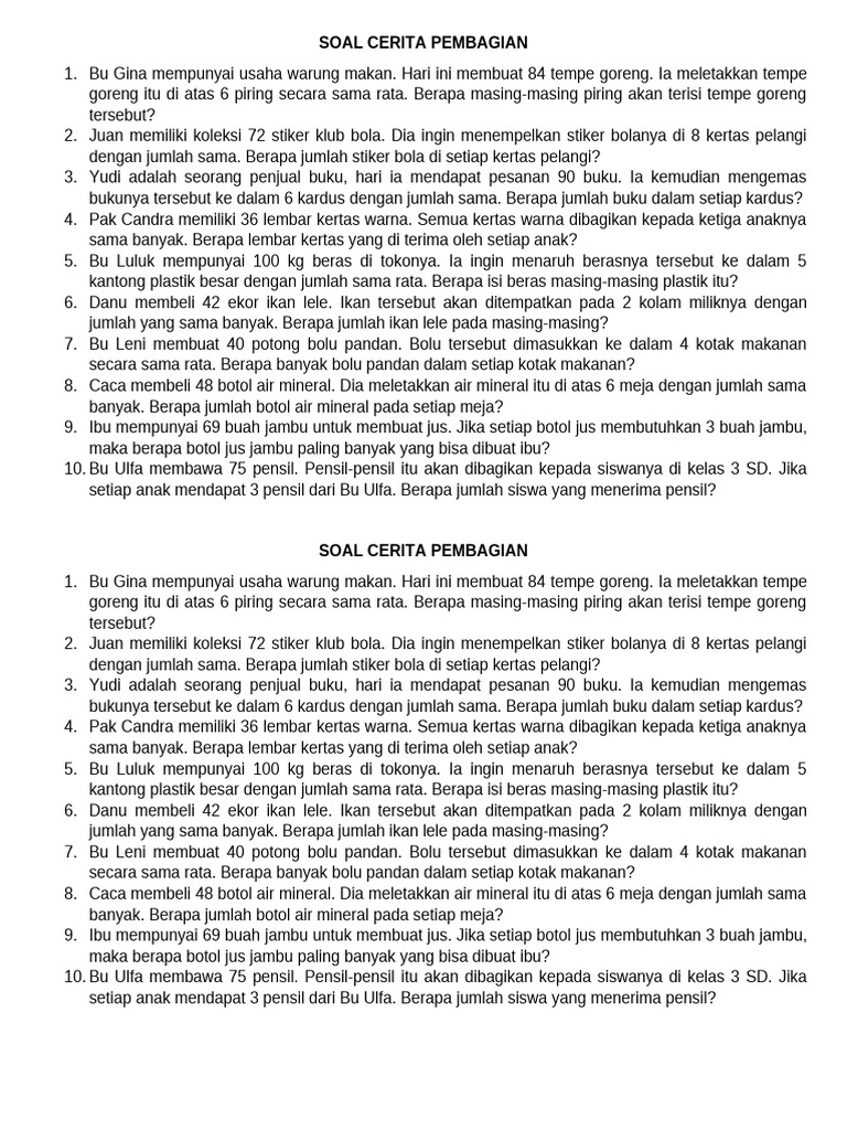Matematika Soal Cerita Pembagian Pdf