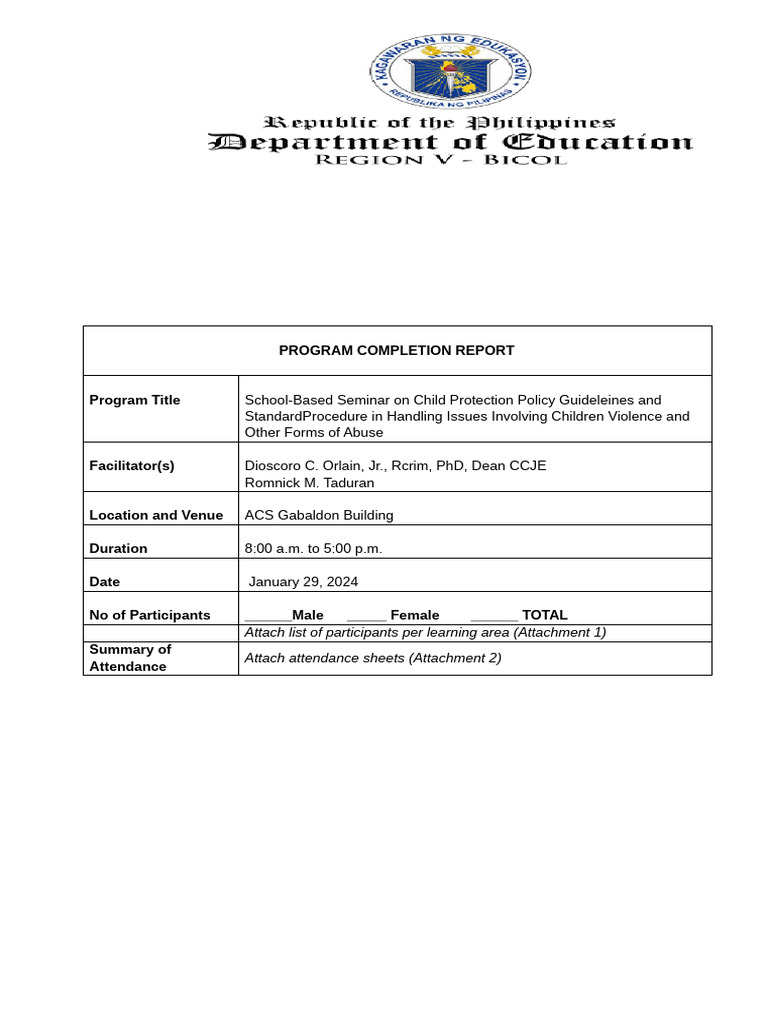 Accomplishment Report INSET FINAL Addendum | PDF