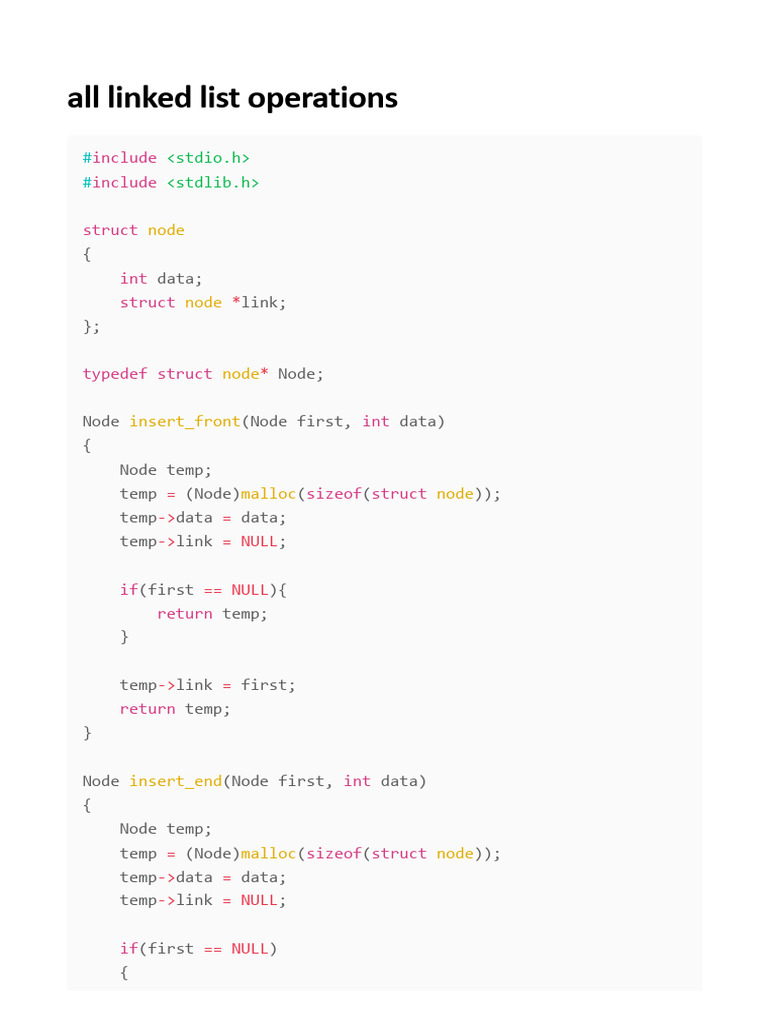 All Linked List Operations | PDF