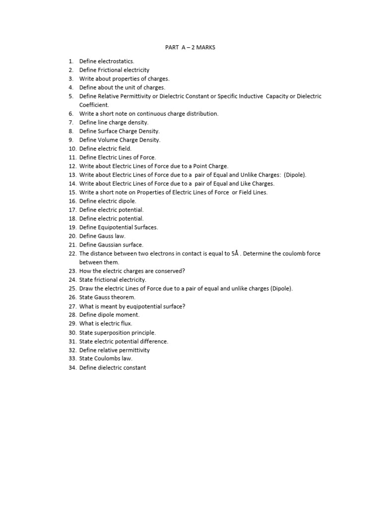 Electrostatics Question Bank | PDF