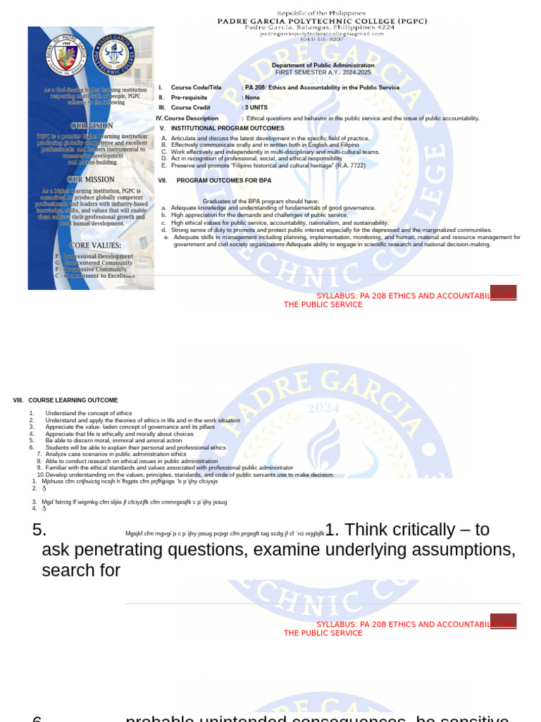 Pa 208 Ethics and Accountability in The Public Service | PDF