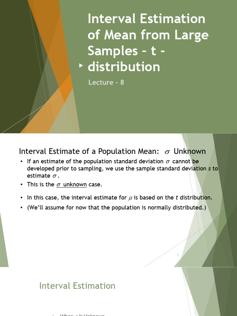 Lecture 8 - Interval Estimation - T - Test | PDF