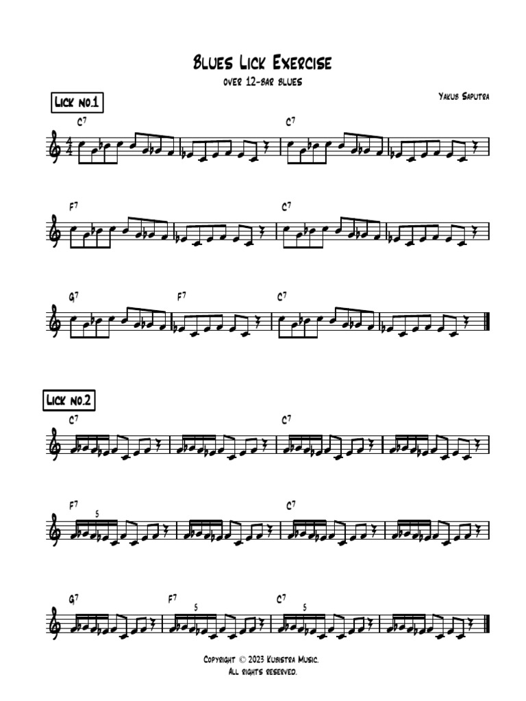 5 easy blues licks 12 bars blues pdf