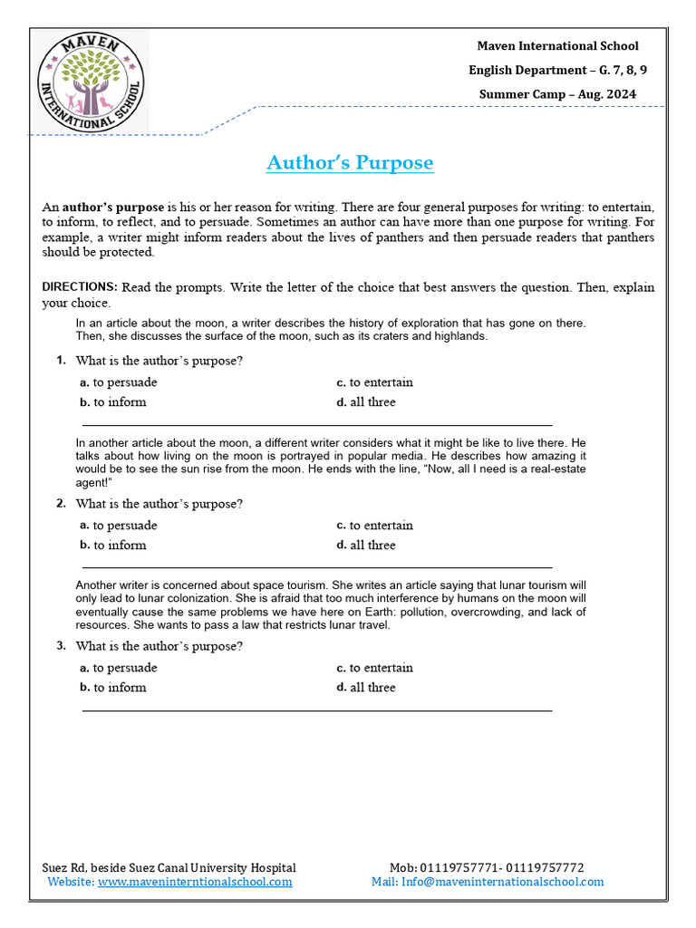 Author's Purpose | PDF