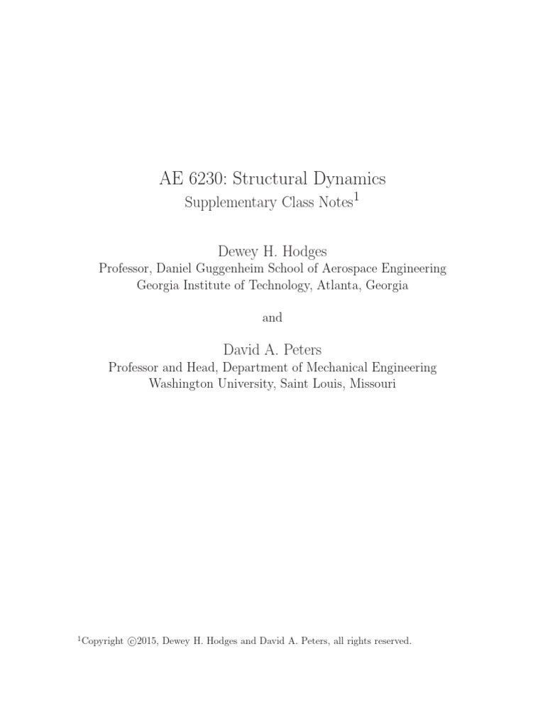 DHHNotes Structural Dynamics | PDF