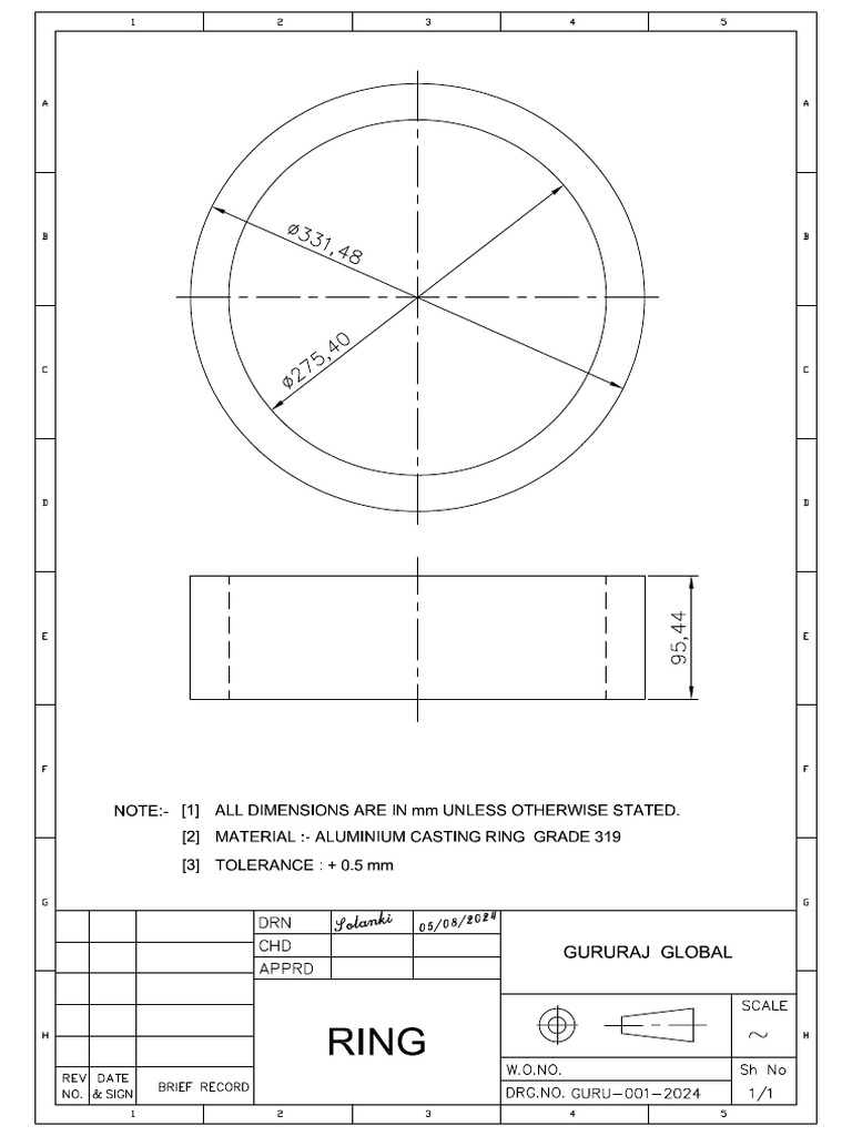 DRG-1 Ring - AL 319 - Vendor Drawing | PDF