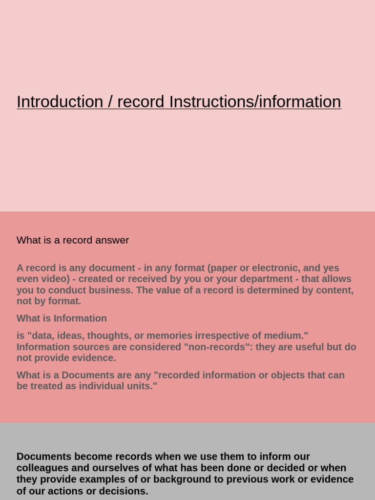 Introduction - Record Instructions - Information | PDF | Information ...