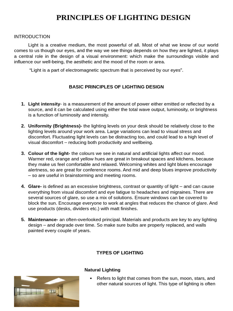 Key Principles of Lighting Design | PDF | Lighting | Optics
