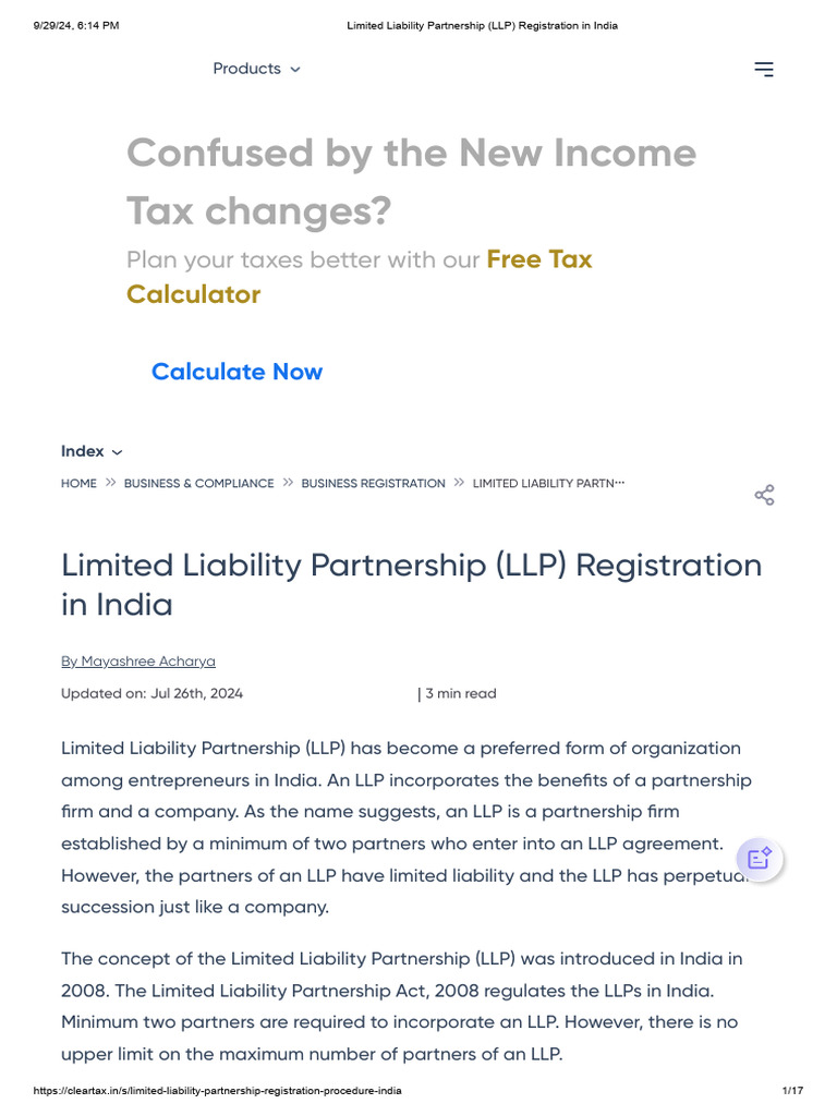 LLP Registration in India | PDF