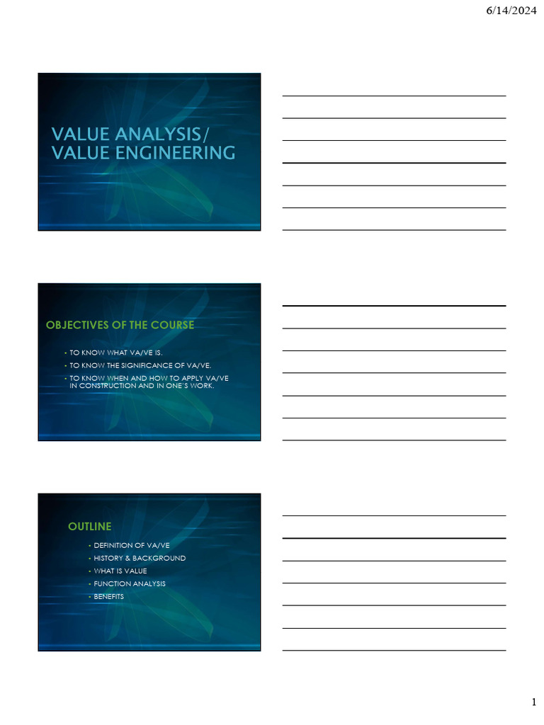 VAVE Presentation Handouts | PDF