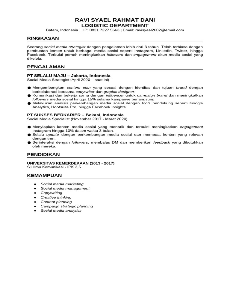 #11 CV ATS FRIENDLY INDONESIA | PDF