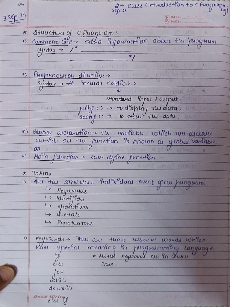 C language notes pdf
