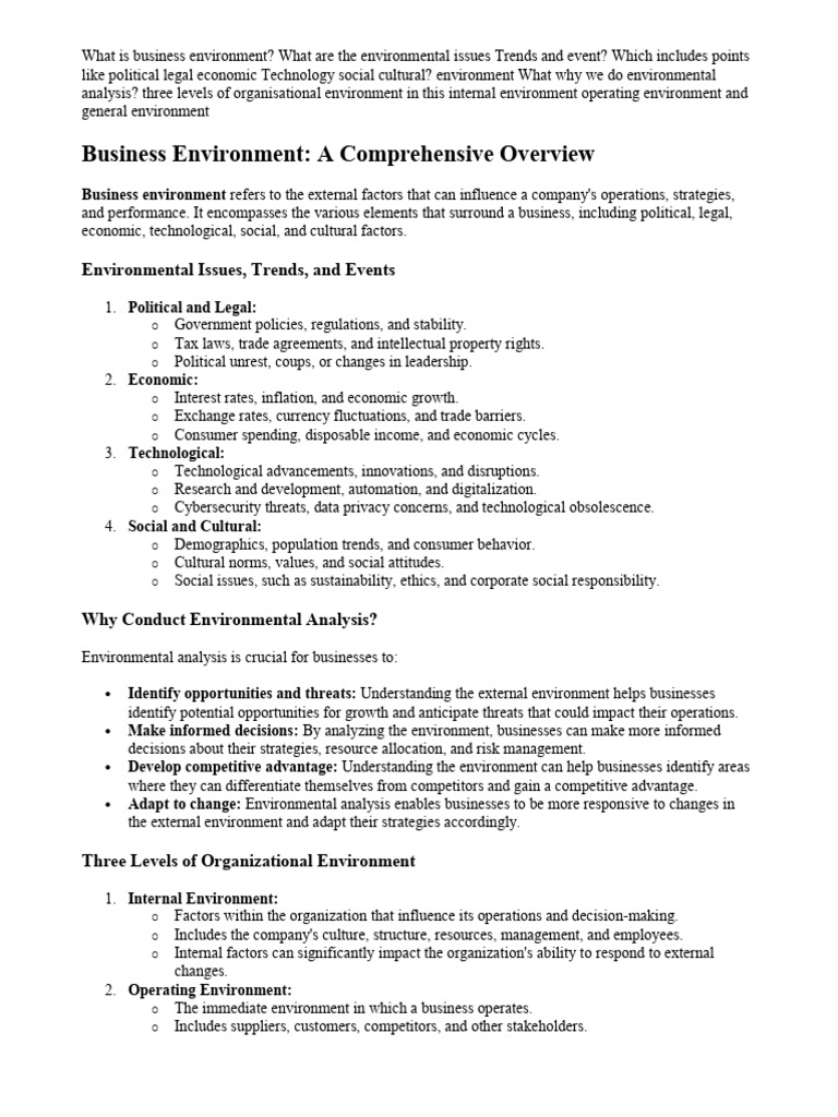 Business Environment: A Comprehensive Overview: Environmental Issues ...