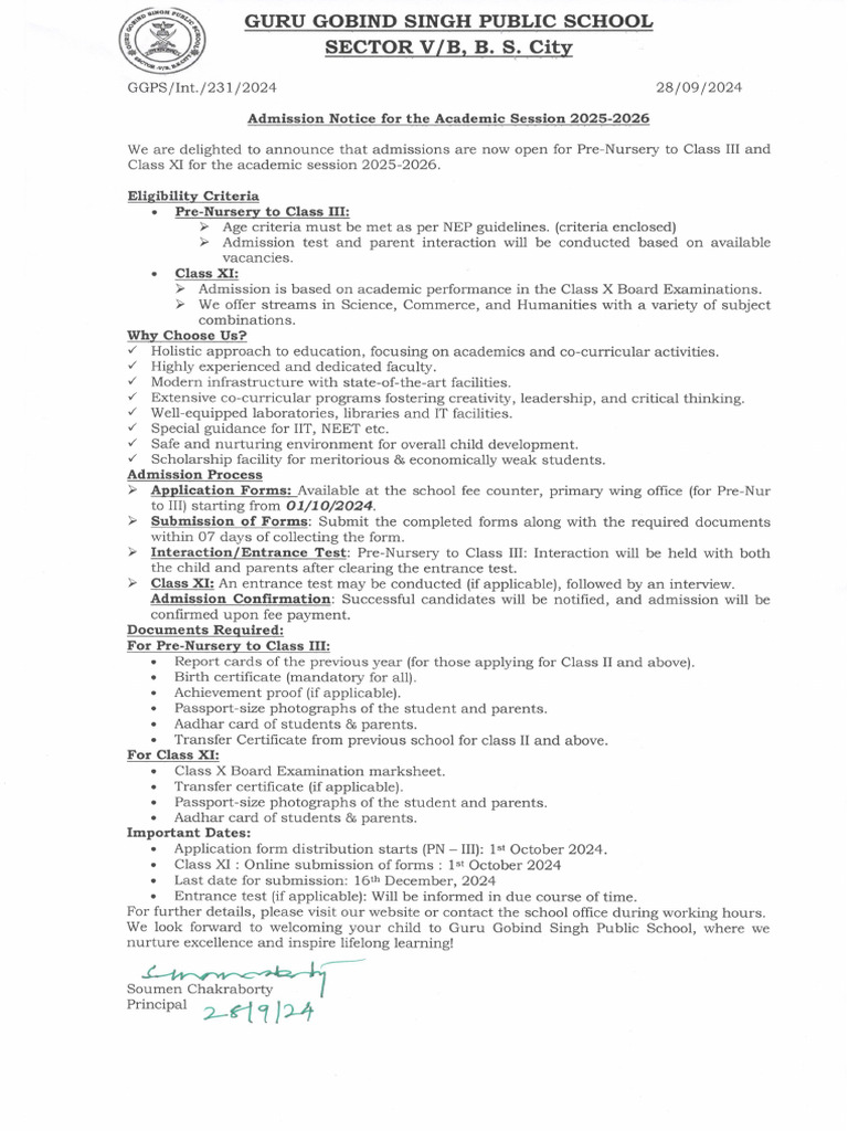 Admission Notice | PDF