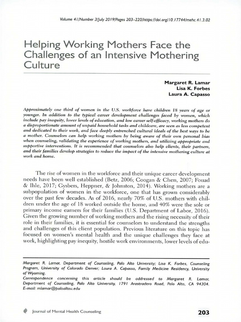Helping Working Mothers Face The Callenges of An Intensive Mothers ...