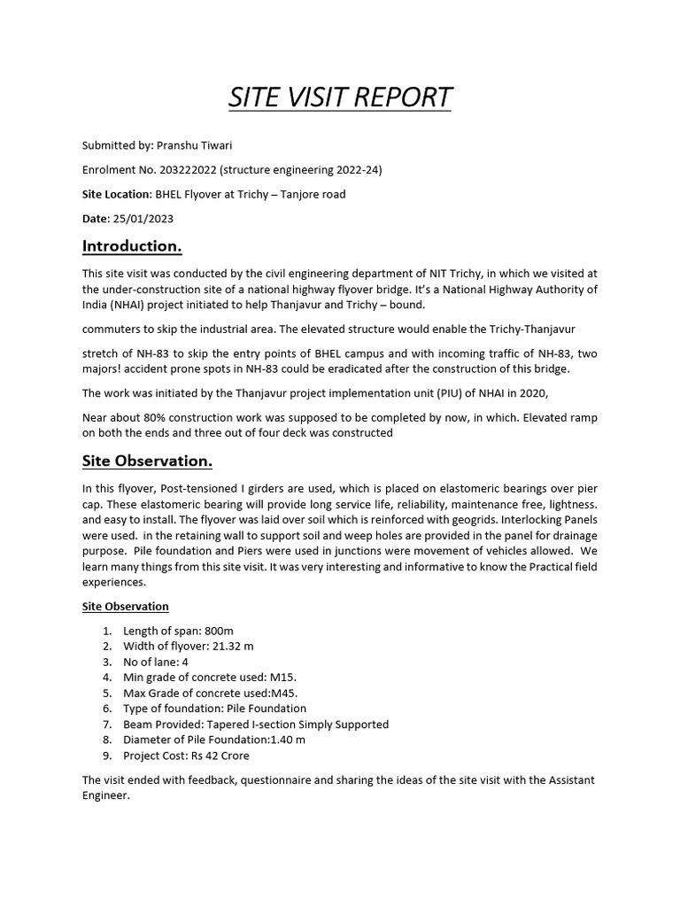 Site Visit Report 203222022 | PDF