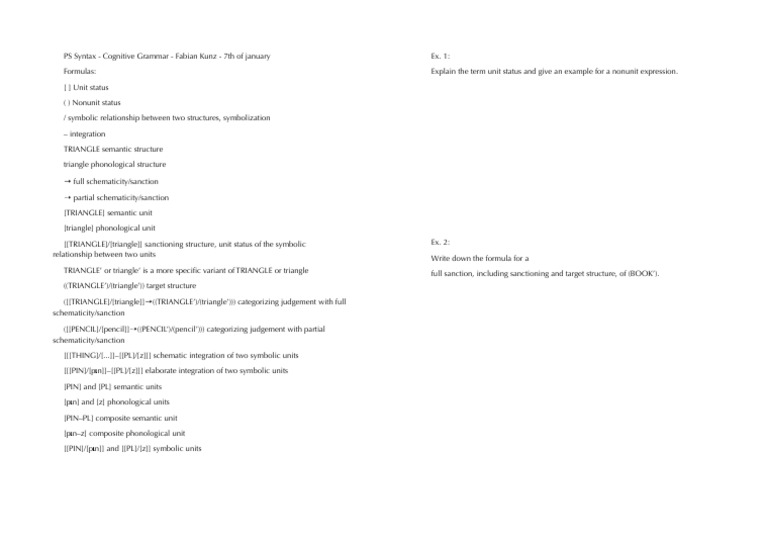 Cognitive Grammar PS Syntax Overview | PDF