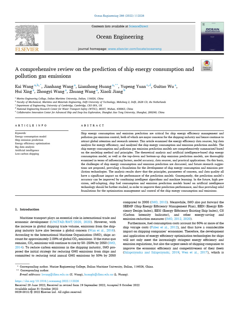 A Comprehensive Review On The Prediction of Ship Energy Consumption and ...