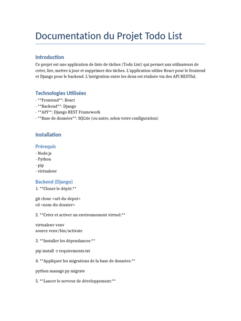 Documentation Todo List | PDF