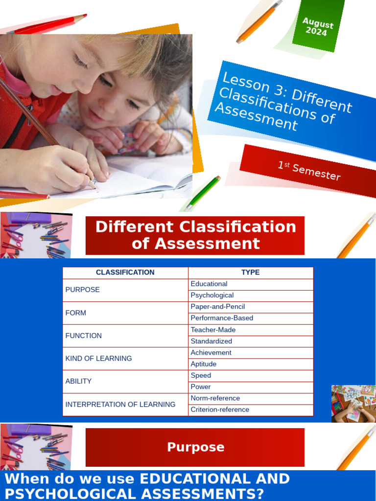 Classifications of Educational Assessments | PDF | Educational ...
