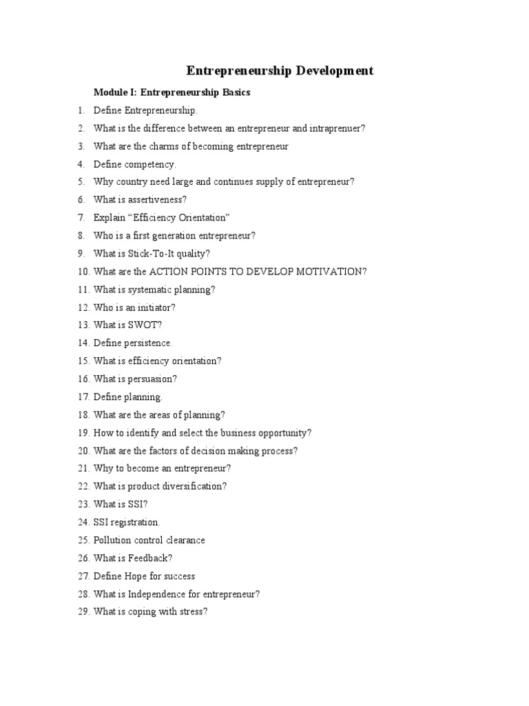 ED Question Bank | PDF | Bookkeeping | Entrepreneurship