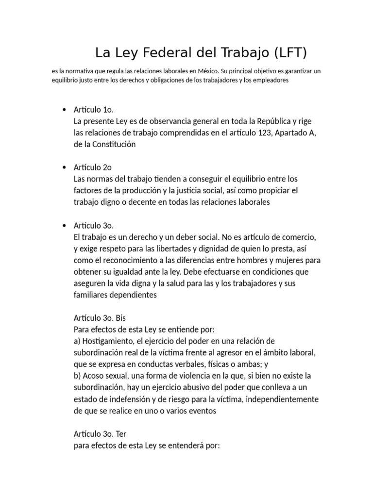 La Ley Federal Del Trabajo | PDF
