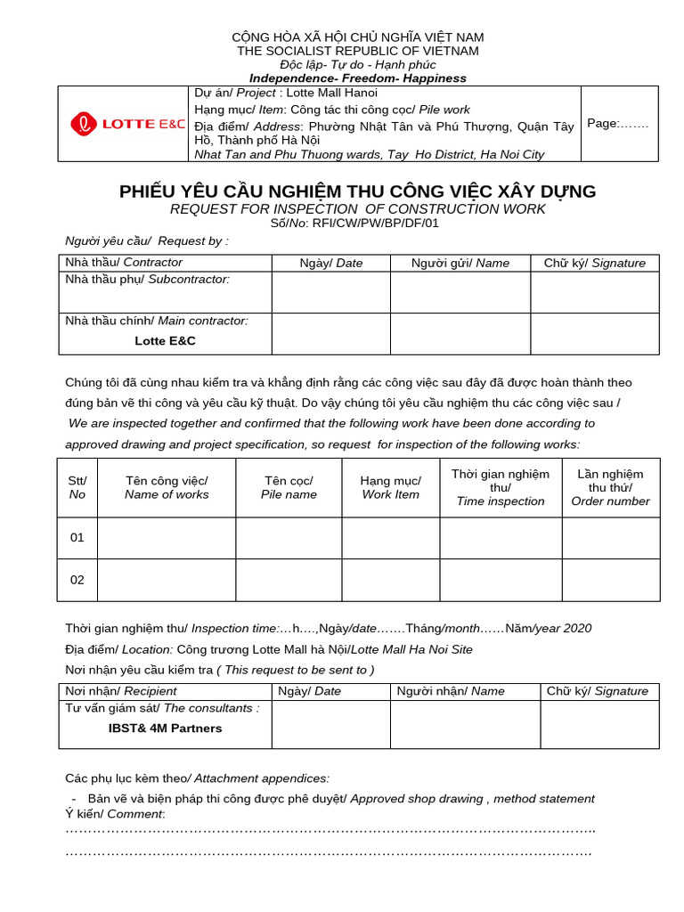 Request Inspection Work | PDF