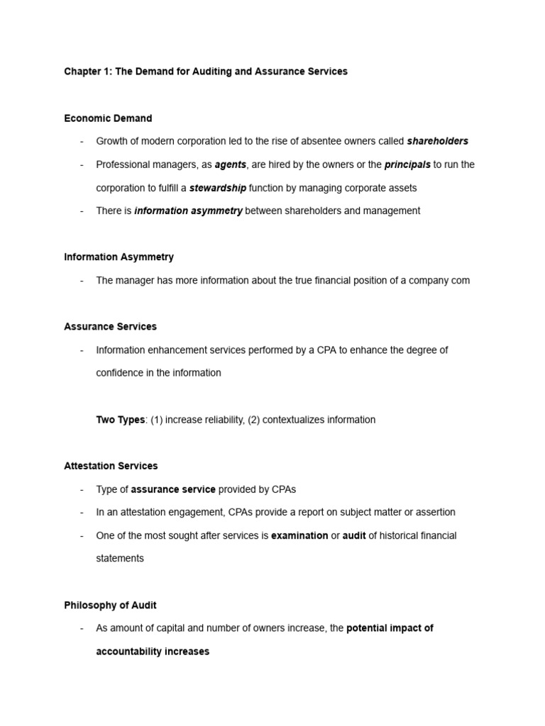 (Notes) Unit 1 - Introduction To Assurance and Auditing Services | PDF ...