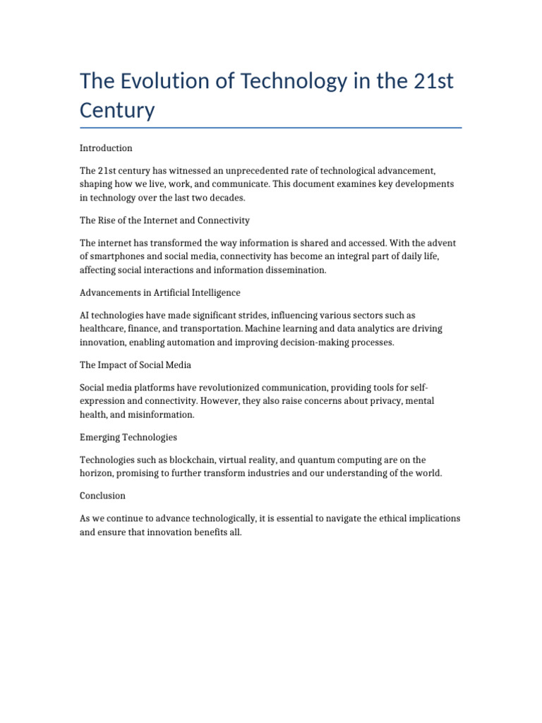 The Evolution of Technology in The 21st Century | PDF