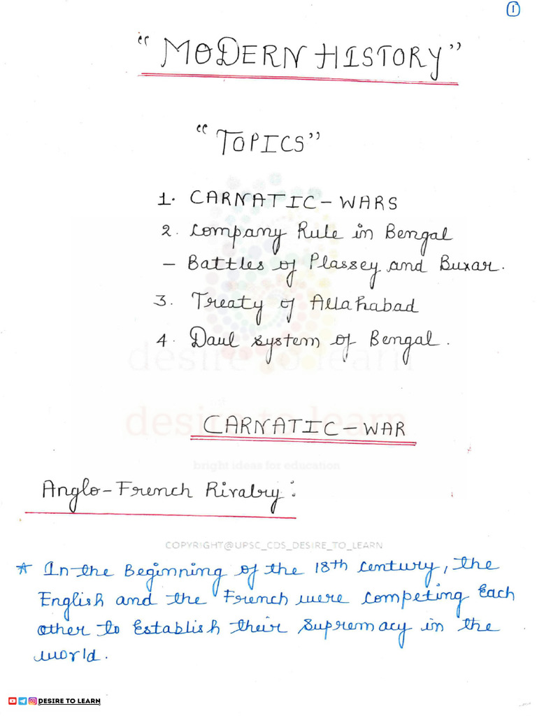 015) (Handwritten Notes) (History) Modern Notes Part-1-Ryan | PDF