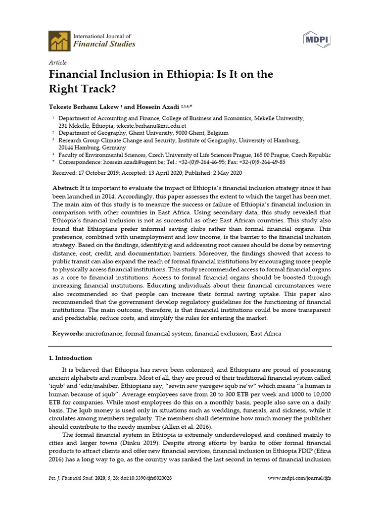 Financial Inclusion in Ethiopia Is It On The Right-1 | PDF