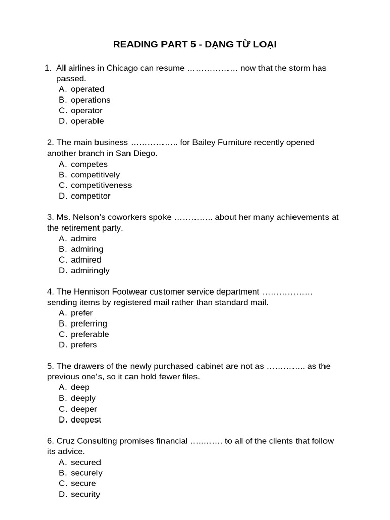 Reading Part 5 - D NG T Lo I | PDF