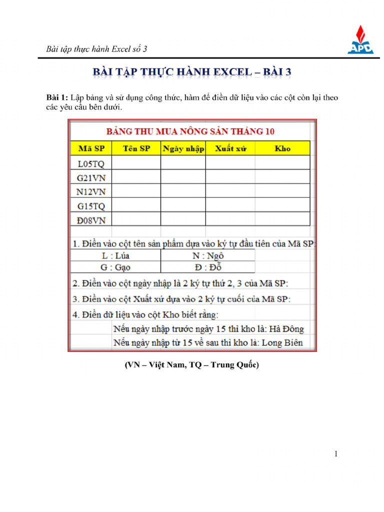 Bai 3 - Excel | PDF