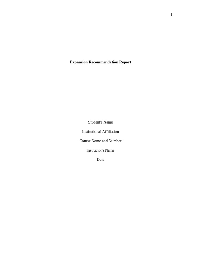 Expansion Recommendation Report | PDF
