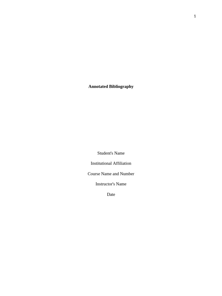 Annotated Bibliography | PDF