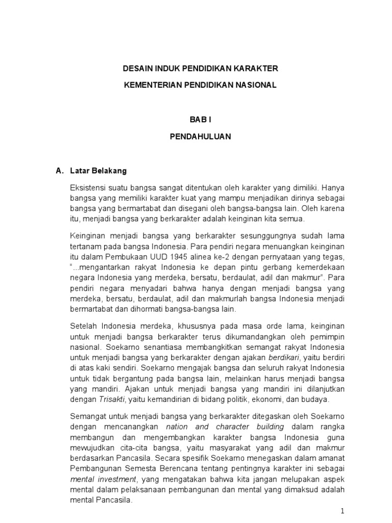 Desain Induk Pendidikan Karakter Kemdiknas