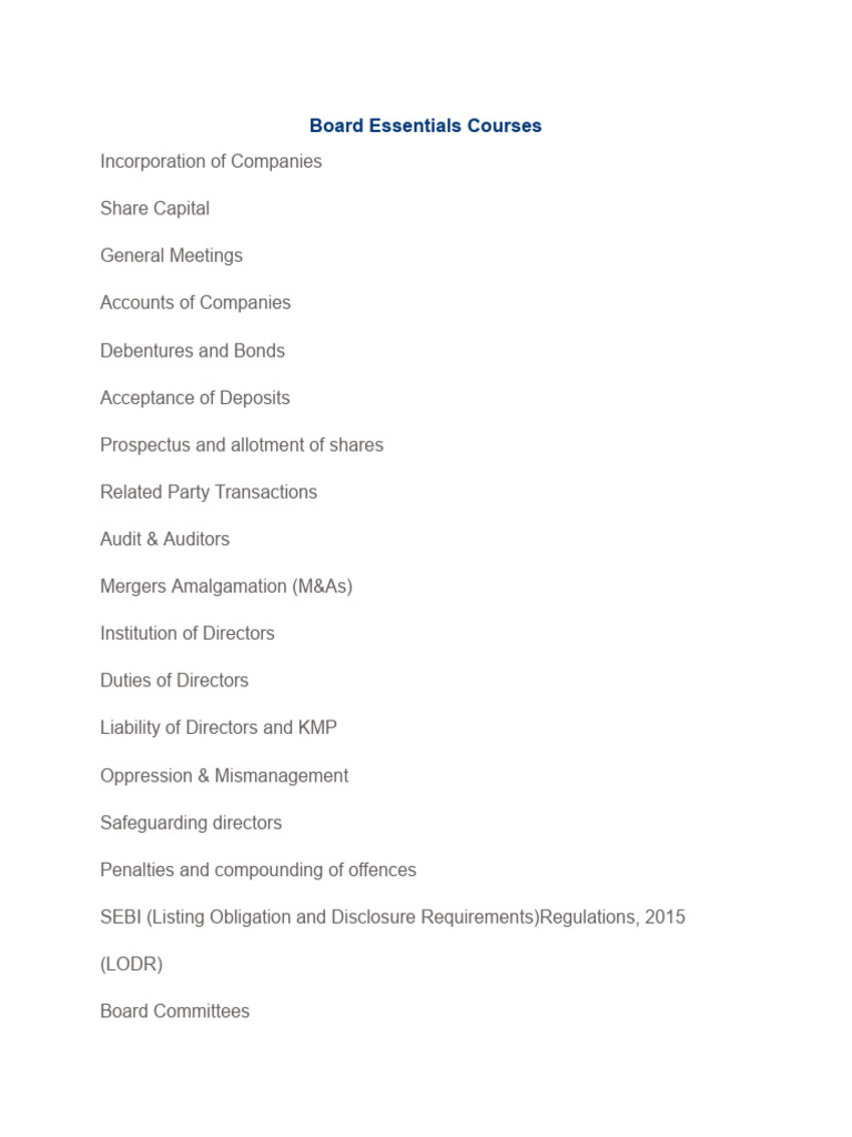 Board Essentials Courses | PDF