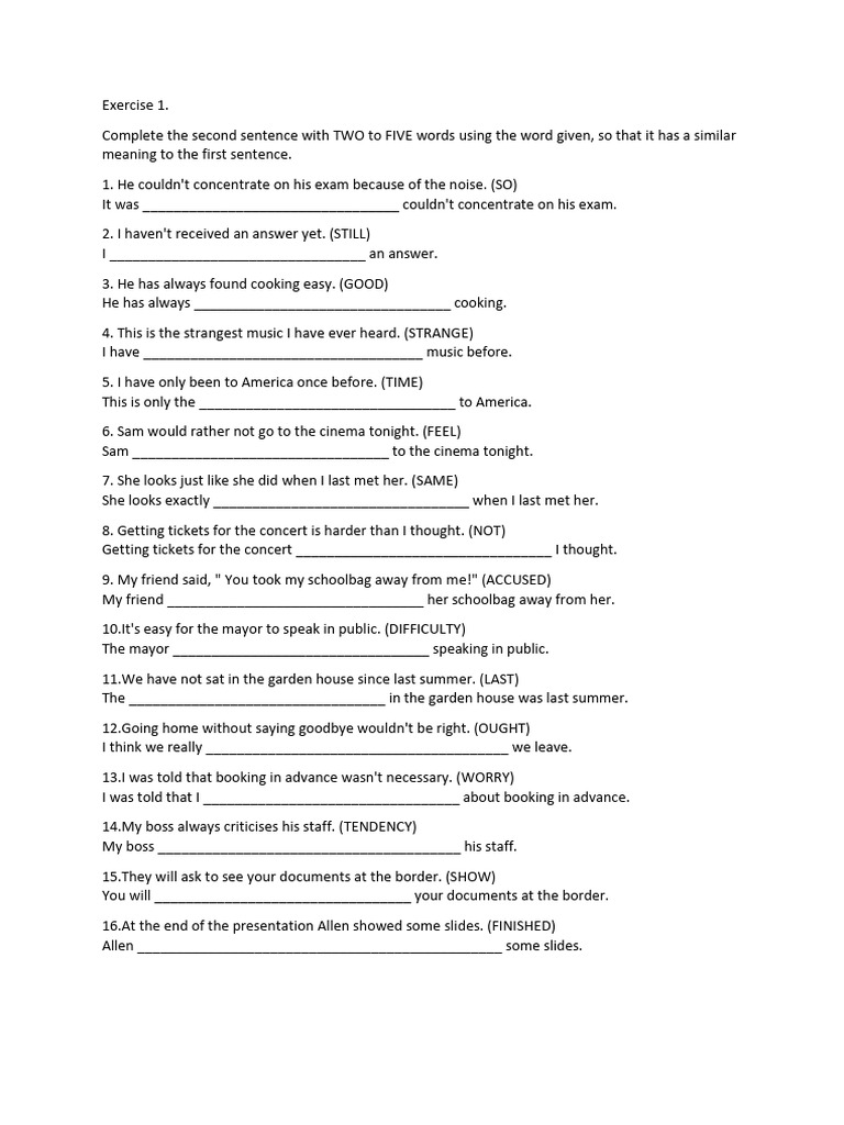 Key Word Transformation | PDF