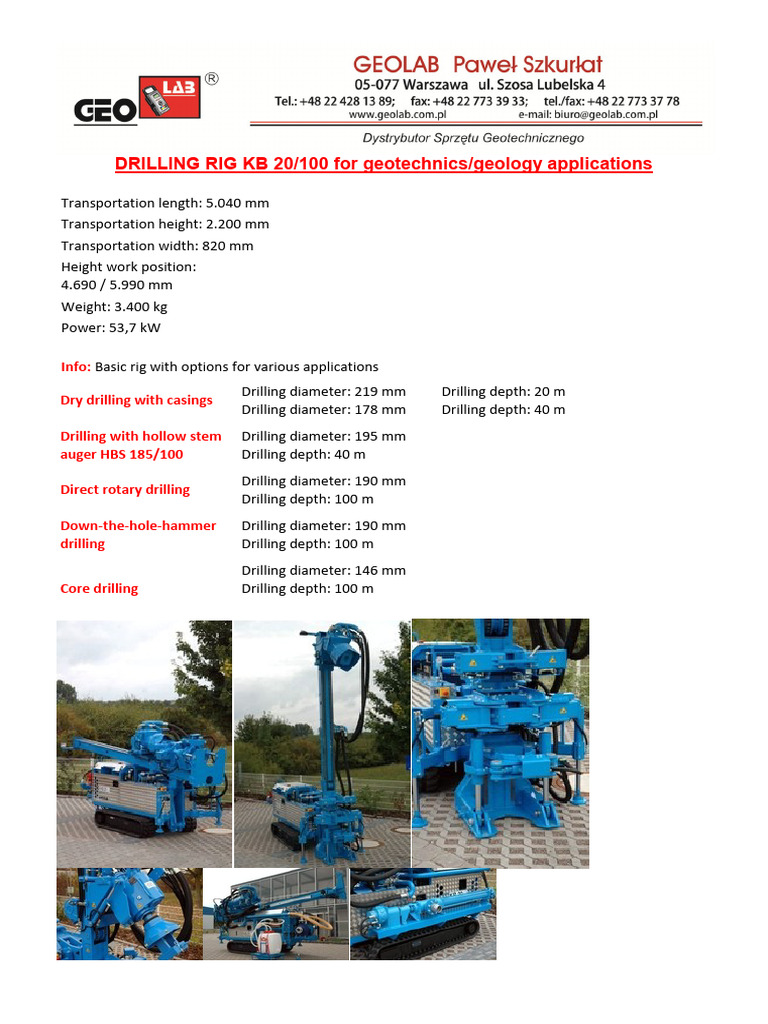 Drilling Rig For Geology Soil Investigation | PDF
